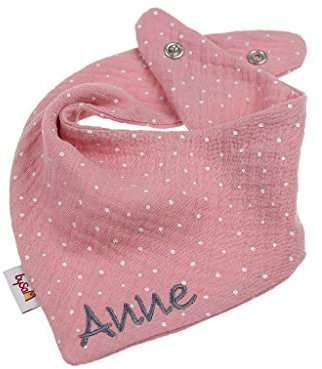 Musselin - Halstuch mit Namen personalisiert * Punkte altrosa * Sabbertuch