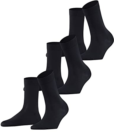 FALKE Damen Family 3-Pack Socken atmungsaktive nachhaltige biologische Baumwolle verstärkte Damensocken hautfreundlich strapazierfähig einfarbig Multipack 3 Paar | mit sehr feinem Maschenbild