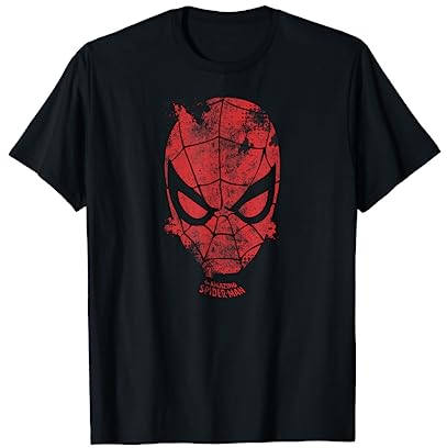 Marvel Spider-Man Distressed Web Head Red Maglietta