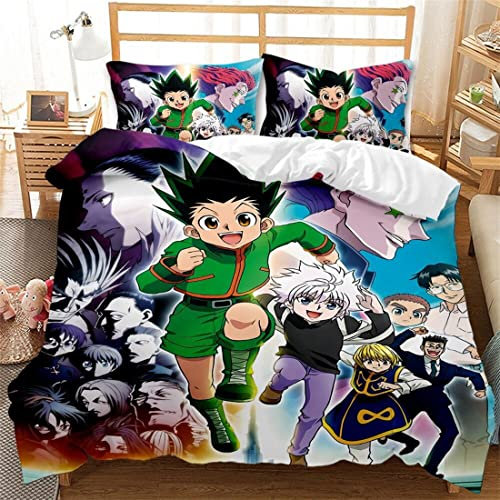 NECEHY Hunter X Hunter Bettbezug Bettwäsche Set - Bettbezug und Kissenbezug,Mikrofaser,3D Digital Print dreiteiliger Bettwäsche,ab-196,King:94x87/240x220cm