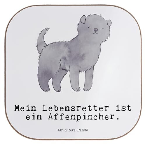 Mr. & Mrs. Panda Tassen Untersetzer Affenpincher Lebensretter - Geschenk, Holzuntersetzer, Glas, Coaster, Tischuntersetzer, für Gläser, gläseruntersetzer