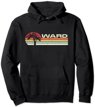 Ward Nachname 80er 90er Vintage Sonnenuntergang mit Palmen Pullover Hoodie