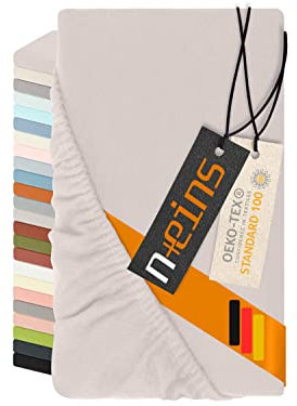 npluseins Spannbettlaken Made in Germany - Feinbiber aus 100 Prozent Baumwolle 1037.1342, 90-100 x 200 cm, hellgrau