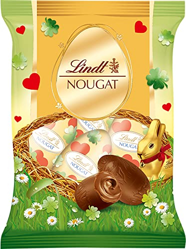 Lindt Schokolade Nougat Eier Glücksbringer Edition | 90 g | Eier aus zartem Haselnuss-Nougat in Alpenvollmilch-Schokolade | Oster Schokolade | Schokoladengeschenk | Ostereier | Schokoeier