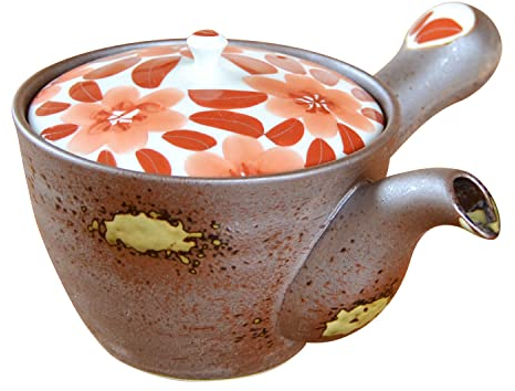 Japanese Teapot Ceramic Kyusu 13.5 oz Arita Imari ware Made in Japan Pottery Tea pot for Green Tea Akae SAKURA