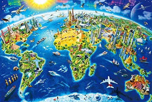 AveJoys Jigsaw Puzzles for Adults 1000 Piece World Landmarks 27.56 x 19.69 Inch Jigsaw Puzzles for Adults Educational Game Challenge Toy 1000 Pieces Map Puzzles for Adults Kids