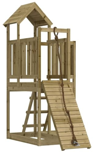 vidaXL Spielturm, Klettergerüst mit Kletterwand, Kinder Kletterturm mit Holzdach, Spiel-Zubehör für Garten, Holz Spielplatz Spielhaus, Imprägniertes Kiefernholz