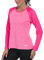 MoFiz Women's UPF 50+ Long Sleeve Tops Running Training UV Protection Shirts Fitness Workout Activewear T-Shirt Rosy Red S
