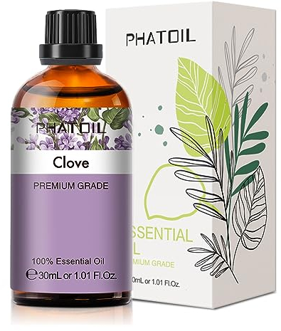 PHATOIL Huile Essentielle Girofle 30 ml, Huile Essentielle pour Diffuseur Aromathérapie Pure Naturelle, Huile Parufmée Clou de Girofle pour Humidificateur, Bougies