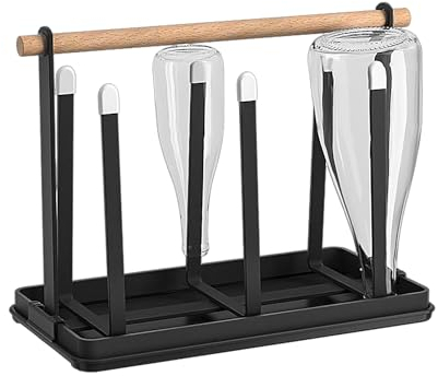 1 Piece Cup Drain Rack, Stainless Steel Cup Holder, Soda Bottle Holder, Drain Bottle Holder, Cup Drip Rack, Metal Bottle Holder, Drainer (Black)