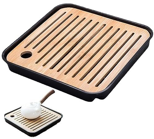 Wudaizhi Bamboo Tea Tray, Mini Bamboo Tea Tray Portable Tasteful Chinese Gongfu Tea Table for Teahouse Home Office