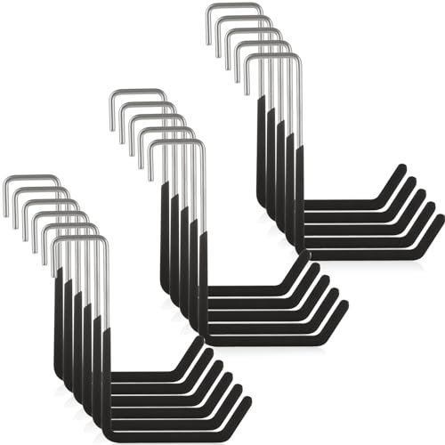 Acrux7 16 Pack Heavy Duty Rafter Hooks for Hanging Vinyl Coated Large S Hooks for Hanging Ladder Bike Hangers Garage Storage Organizer Black