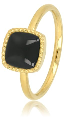 My Bendel Kleiner Siegelring aus Gold mit Onyx-Edelstein- Stylischer Ringe für Damen mit echter Edelstein - Bleibt schön und Verfärbt nicht - Stapeln Ringe - mit Luxuriösen Geschenkverpackung