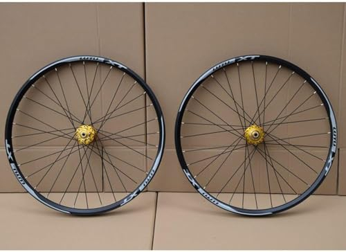 NBTRXWAFR Fahrrad Laufräder 24'' 26'' 27.5'' 29'' MTB Laufradsatz Scheibenbremse Schnellspanner Mountainbikes Vorne Hinten Felgen Lagernaben 8 9 10 Gang,Gold,27.5inch