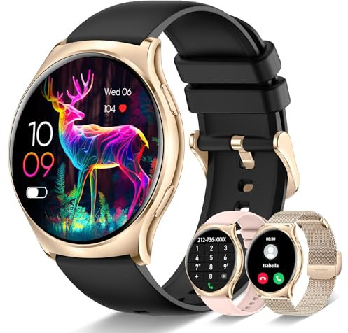 Betatree Smartwatch Uomo Donna Rotondo con Effettua o Risposta Chiamate, 1,34 AMOLED Orologio Fitness Tracker, 120+ Modalità Sport Contapassi, IP67 Android iOS Smart Watch, Sonno/Cardiofrequenzimetro