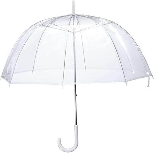 Klare Luftblase Regenschirm Rainproof Canopy Klare Regenschirme für Erwachsene,Perfekt für Hochzeiten Graduierung Foto - J Hook Griff automatisch öffnen (Klar Weiß)