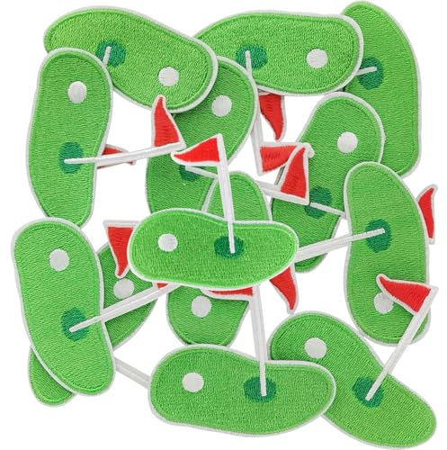 GYGYL 12 Pieces Golf Iron on Patches, Golf Sport Green Grass Golf Course Embroidered Patch for Clothes, Jacket, Hat, Socks, Jeans