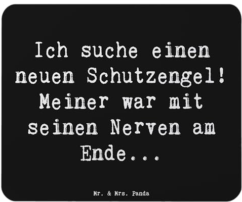 Mr. & Mrs. Panda Mauspad Spruch Neuer Schutz - Geschenk, Neuer Schutzengel, Zitat, Geborgenheit schenken, Arbeitszimmer, PC Zubehör, Einzigartiges