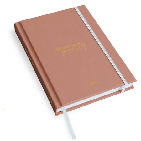 Visual Statements - Terminplaner 2025 - Wochenplaner A5 altrosa - Achtsamkeitskalender mit Leseband - Hardcover