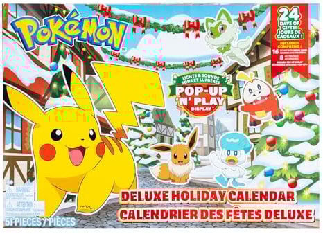 Pokémon PKW3624 - Battle Figure Deluxe Adventskalender 2024, offizieller Pokémon Kalender mit Licht, Sound und 24 Überraschungen