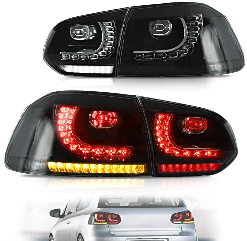 VLAND Rückleuchten für Golf 6 MK6 TSI GTI GTD R 2008-2013, rücklichter mit sequenzieller Anzeige, Mit E-Prüfzeichen (geräuchert)