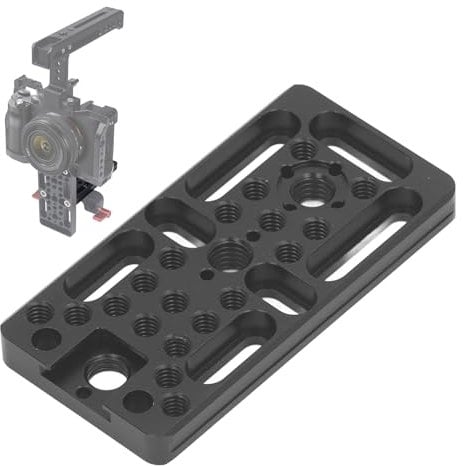 Camera Cheese Mounting Plate, Multipurpose Extension Cheese Plate with 1/4 3/8 Thread Hole Cold Shoe Mount for Locating Hole Quick Release Cheese Expansion Board