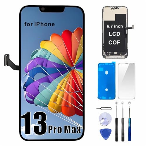 JG-TR for iPhone 13 Pro Max Screen Replacement(6.7-inch), LCD Display 3D Touch Digitizer Frame Assembly (for A2484, A2641, A2644, A2645, A2643), 120Hz Promotion, Adhesive and Screen Protector.