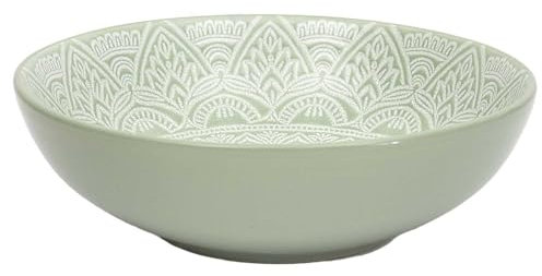 HOME DECO FACTORY, KA0458, Assiette Creuse Design Moderne en céramique Durable, idéale pour soupes et Plats en Sauce, Facile à Entretenir, Couleur Verte, diamètre 185 cm, Vert