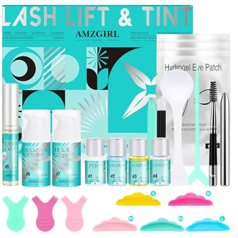 Kit de Lifting y Tinte de Pestañas, Kit de Lifting para Pestañas y Cejas, Kit de Permanente de Pestañas con Laminación de Cejas en Negro, Kit de Permanente y Tinte de Pestañas Fácil de Usar para Rizar