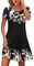 Zeagoo Summer Boho Dress for Women Short Sleeve Cotton Sundress V Neck Women's Swing Dress Casual Petite Dresses Black Floral L