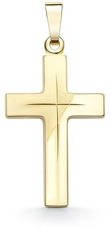 EDELIND Kreuz Anhänger Gold 333 Echtgold für Herren Damen, Goldanhänger Kreuz gesandelt/glanz/diam. 8 Karat Gelbgold Höhe 21 mm, Kettenanhänger mit Schmuck Geschenk Box