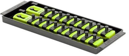 Ernst Manufacturing 8-Inch Socket Boss, 2-Rail Socket Tray, HI-VIZ - 1/4 Drive Twist-Lock Organizer, Made in The USA