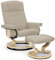 M MCombo Relaxsessel mit Hocker, 360° drehbarer Fernsehsessel mit Liegefunktion, bis 120 Kg belastbarer TV-Sessel, moderner Ruhesessel für Wohnzimmer, 9019 (Stoff, Beige)