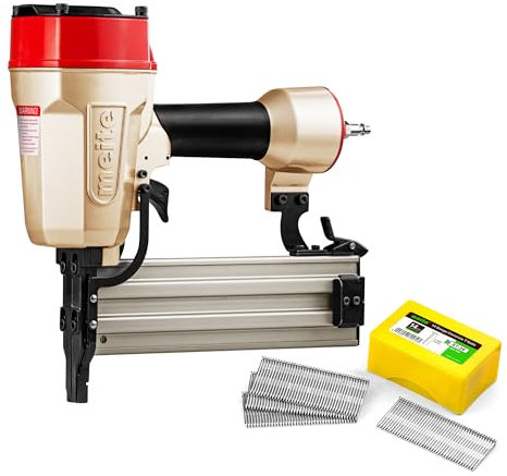 meite ST64L Concrete T Nailer Long Nose with 400 PCS 1-1/2 Nails, 3/4 Inch to 2-1/2 Inch Concrete Nail Gun for Heavy Duty Concrete/Steel Nailing Applications