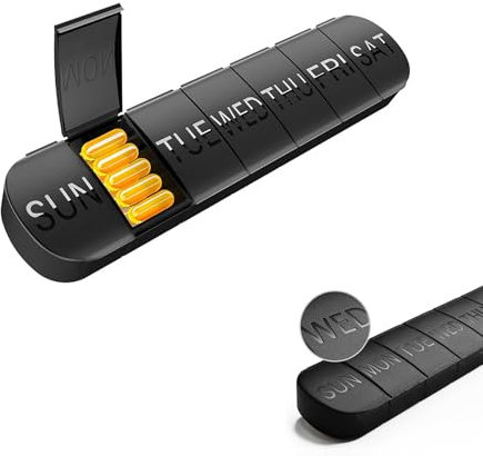 Große Pillendose 7 Tage für Medikamentenergänzung - Tablettenorganizer 1 Mal am Tag für Vitamine & Lebertran - Wöchentliche Pillendose mit Mattem Finish, Stilvolle Eleganz