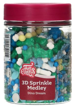 FunCakes 3D Sprinkle Medley Zuckerstreusel, Dino Dream, 70 g | Guter Geschmack, Perfekt zum Dekorieren von Torten, Kuchen, Cupcakes und andere Leckereien, Sprinkle Streusel Mix