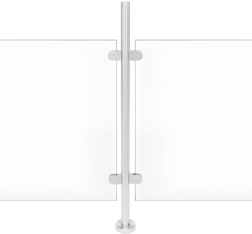 Edelstahl Pfosten Geländerpfosten 110cm Geländer Balkon Treppen Terrassen Bodenpfosten, Anwendbare Materialdicke 10-12mm, für Balkon Brüstun Innen und Außen Treppen (Mittelsäule)