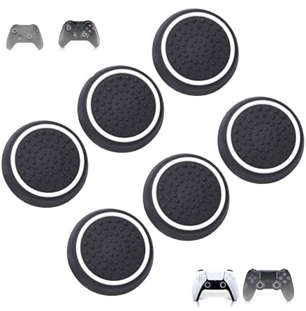 6 Pcs Silicone Thumb Grip Caps,Replacement Thumb Grips for PS3/PS4/PS5/XBOXONE 360 Controllers