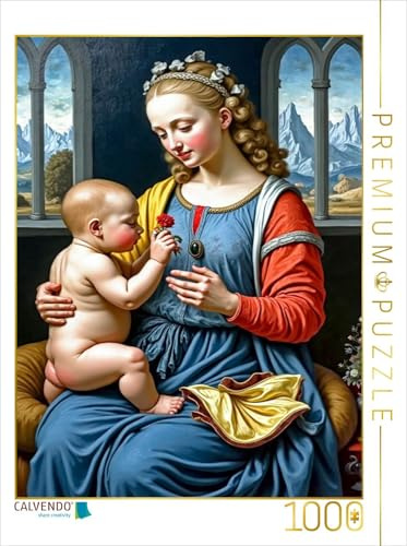 Puzzle · Inspiriert von Leonardo da Vinci/Madonna mit der Nelke (um 1475 | Ein neuer Blick auf ein altes Gemälde · 1000 Teile · Lege-Größe 64 × 48 cm · CALVENDO Puzzle