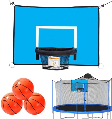 Canasta de baloncesto para trampolín | Accesorio para trampolín infantil con red de baloncesto | Equipo de jardín para actividades recreativas familiares