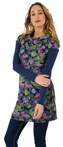 Joe Browns Women's Floral Print Stretch Jacquard Roll-neck Layered Tunic Top Tunic Shirt (pack of 1)