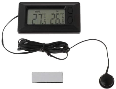 Termometro per auto Temperatura interna, Termometro interno ed esterno Display digitale LCD, con cavo da 1, 5 m, Interno ed esterno, Digitale