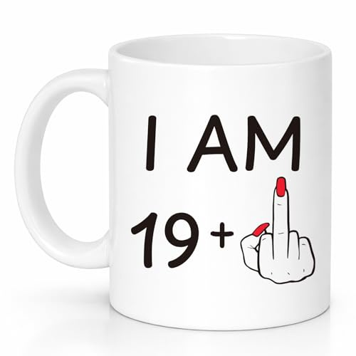 Custom Moments Funny 20th Birthday Mug for Women - “I Am 19+” Joke Coffee Cup, 20 Years Old Gift for Her, Mum, Wife, Grandma & Friend