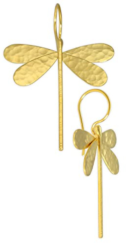 Libelle Ohrhänger Ohrringe aus 925 Sterlingsilber 24K Vergoldet - Naturliebhaber Insekten Schmuck - Nickelfrei Hypoallergen - Handmade by Emmanuela
