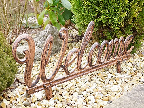Rustic Cast Iron 'Welcome' Stick Sign - For Lawns, Borders, Window Boxes and Planters