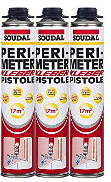 Soudal Vorteil-Set 3 x Perimeterkleber 750ml Dose selbstexpandierender Polyurethanklebstoff - einfache Montage - Perimeterdämmung - Hartschaumplatten verkleben - excellente Wärmedämmung