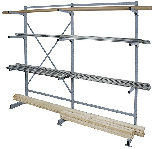 BRB Kragarmregal komplett, verzinkt, HxBxT 1950x2090x450 mm, 3 Ständer und 9 Arme
