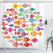 ABAKUHAUS Fisch Duschvorhang, Bunte Aquarium Fische, Stoffliches Gewebe Badezimmerdekorationsset mit Haken, 175 x 180 cm, Rot Grün