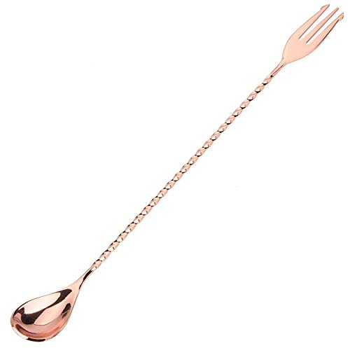 Fdit Mélange Cocktail Spoon Boisson Café Mélanger Coucher Outil en Acier Inoxydable avec Longue Poignée pour Bar Café Twisted Bar Cuillère(N°2)