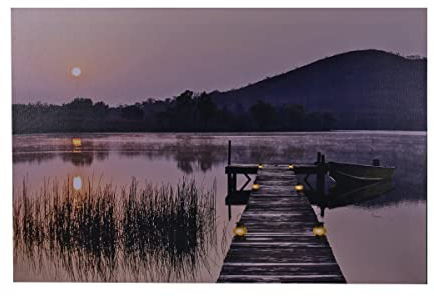 Jandei Abenddämmerung an Einem See mit Steg Landschafts-LED-Bild mit 7 LEDs